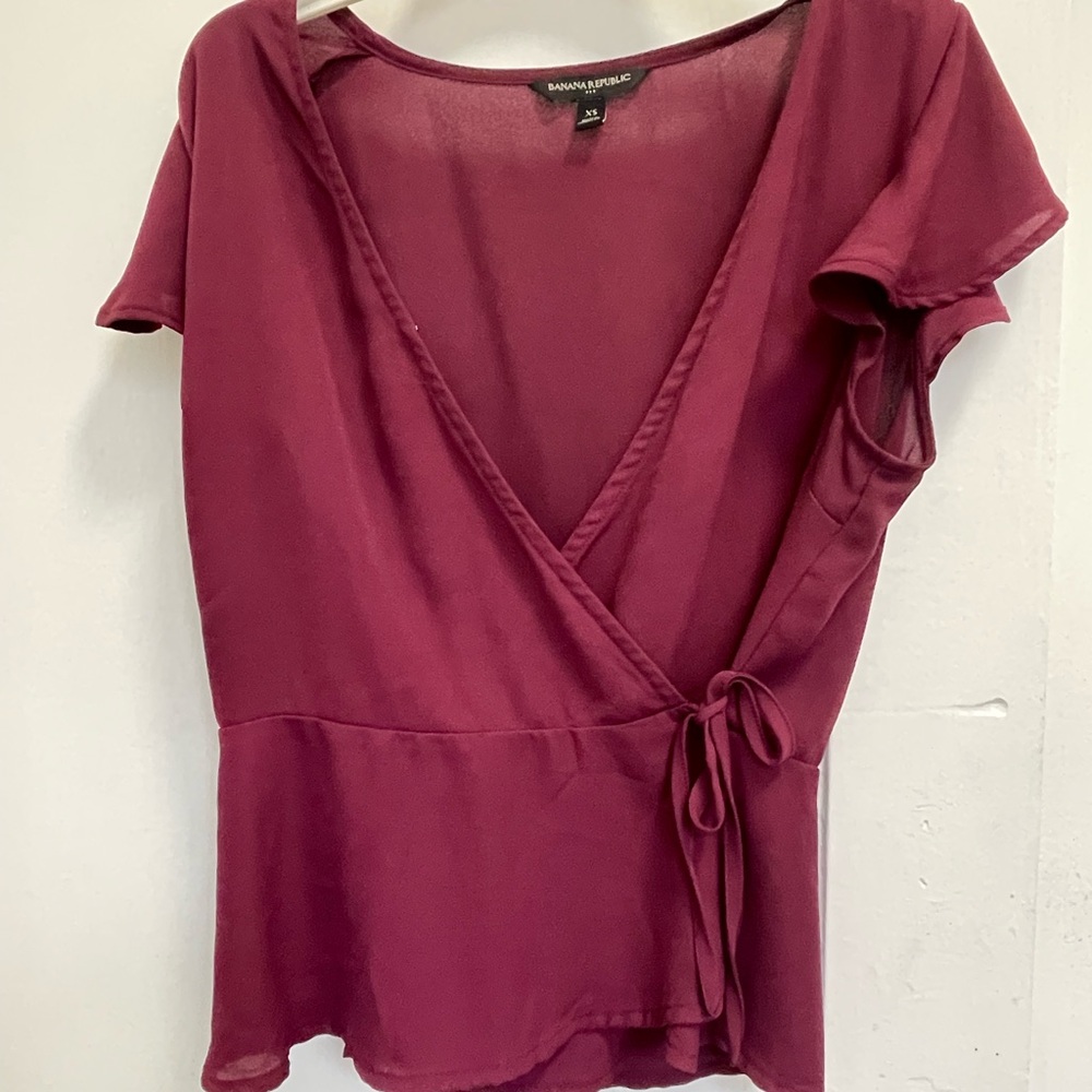 Banana Republic Women's Burgundy Wrap Top